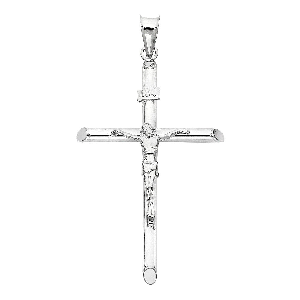 14KT REAL WHITE GOLD CRUCIFIX PENDANT