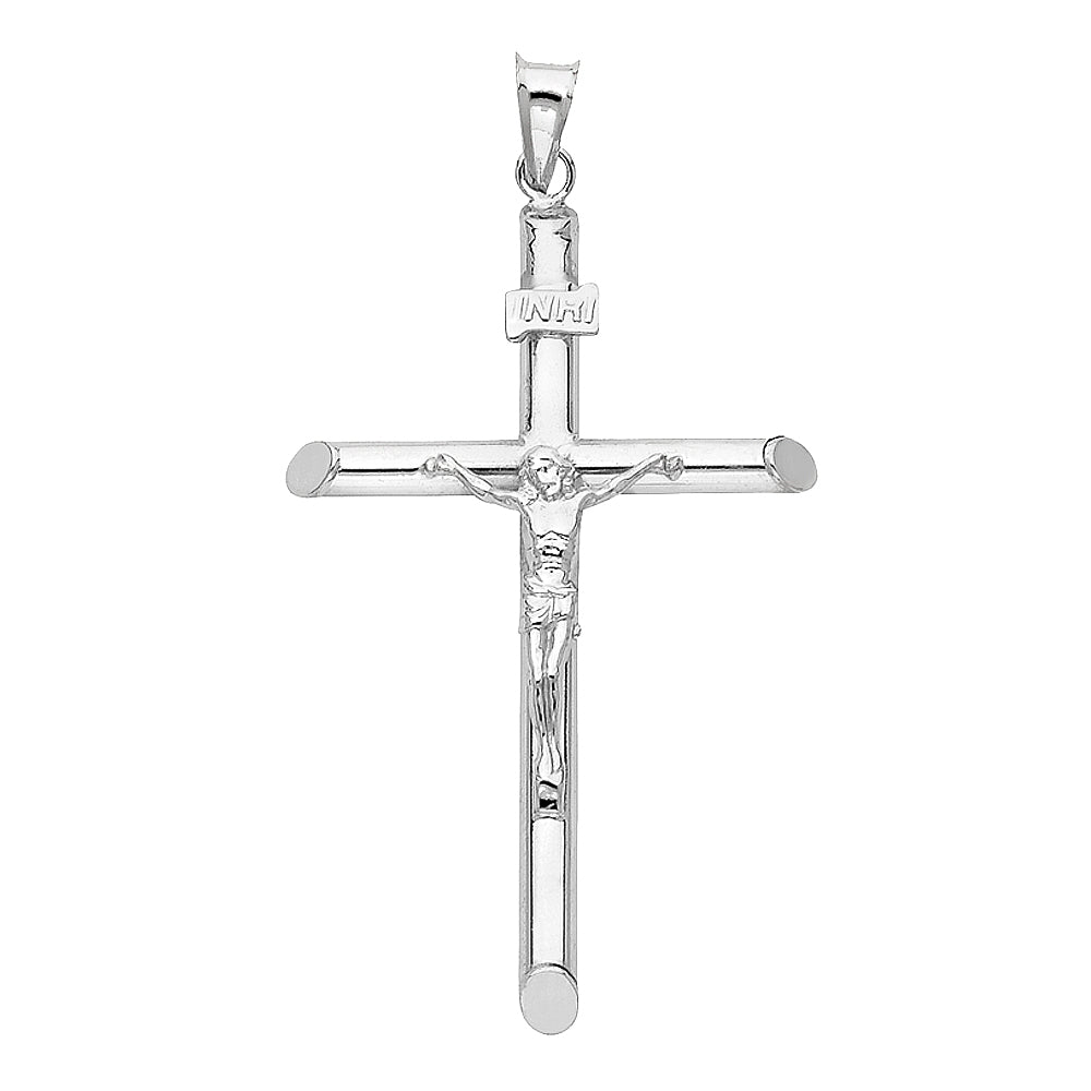 14KT REAL WHITE GOLD CRUCIFIX PENDANT