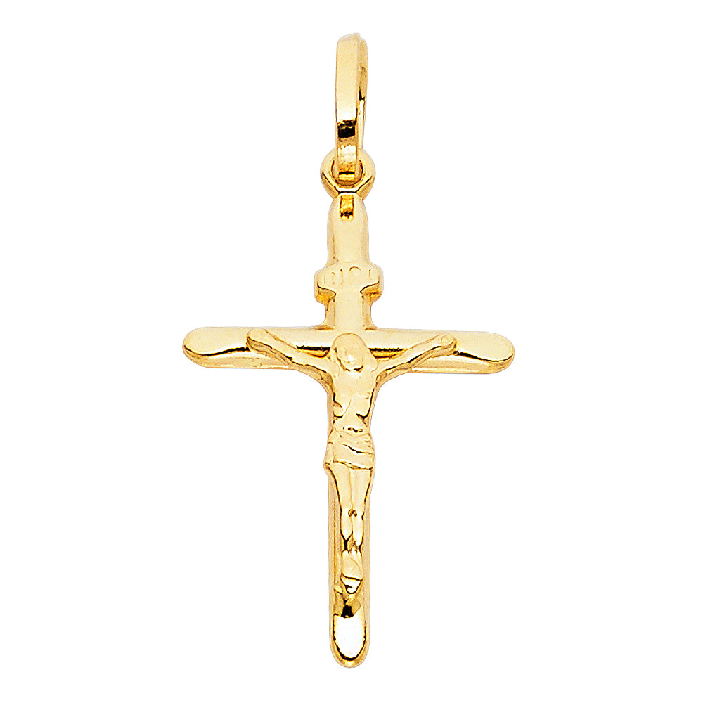 14KT REAL GOLD CRUCIFIX WITH "INRI" PLAQUE PENDANT