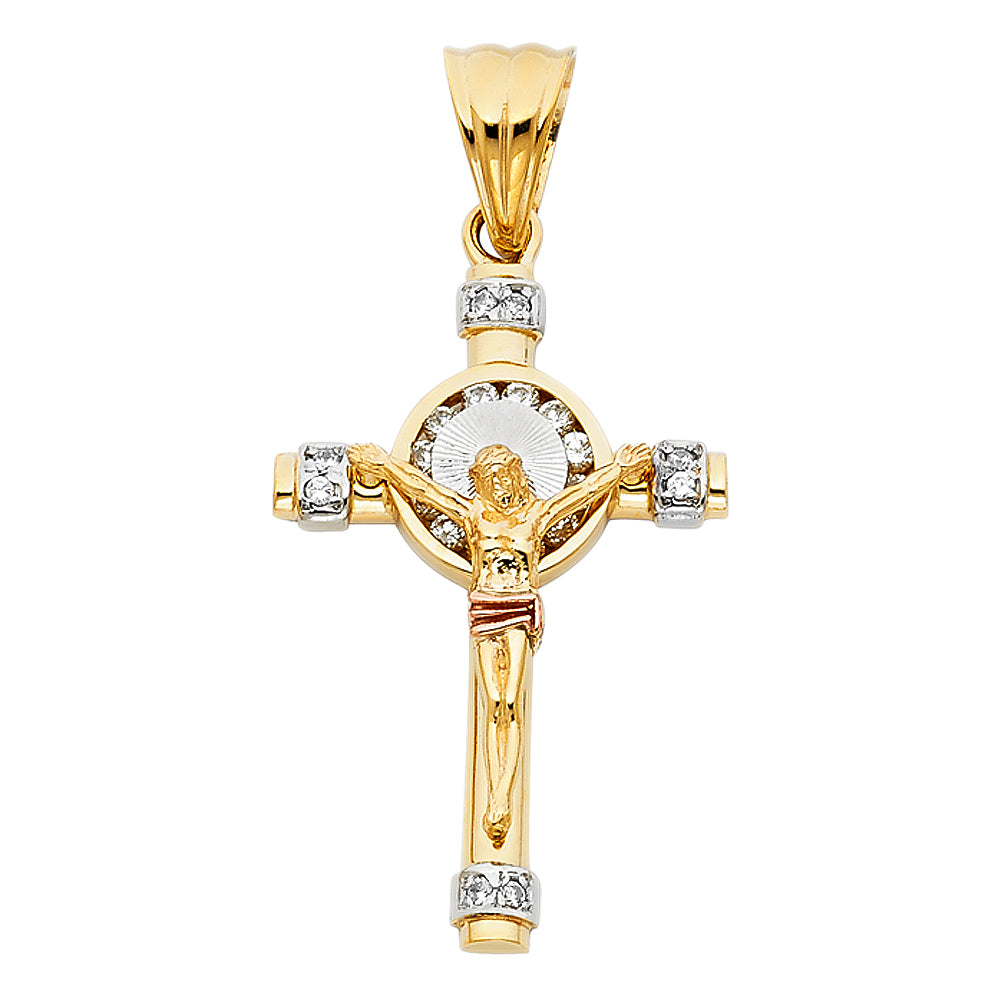 14KT REAL GOLD TWO-TONE CRUCIFIX