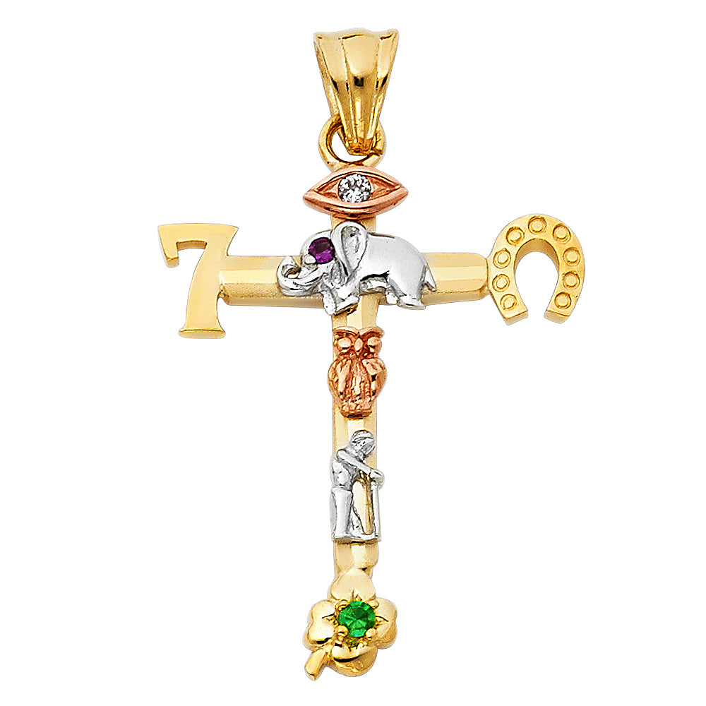14KT REAL GOLD LUCKY CHARM CROSS