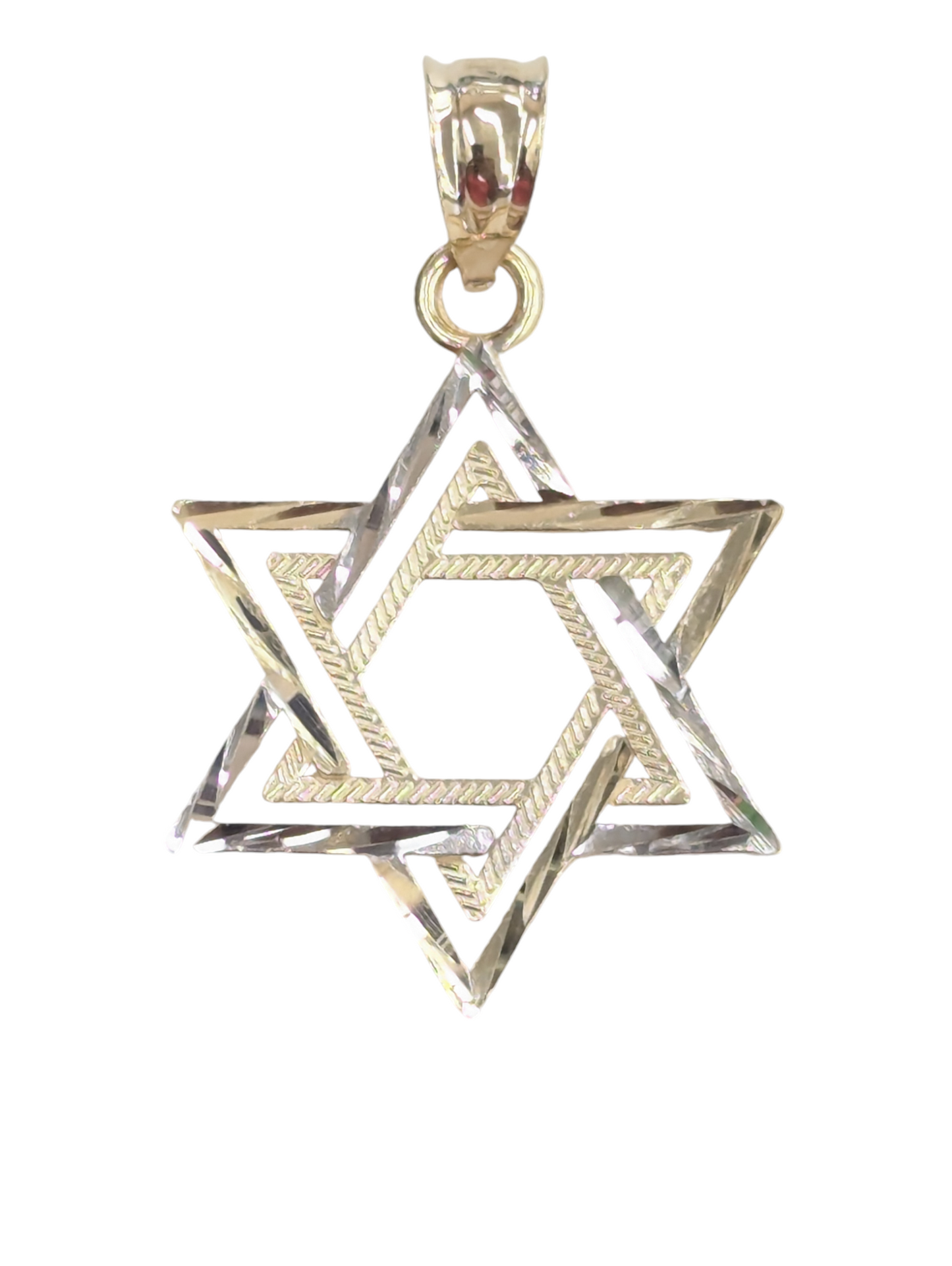 14KT REAL GOLD TWO-TONE STAR OF DAVID PENDANT