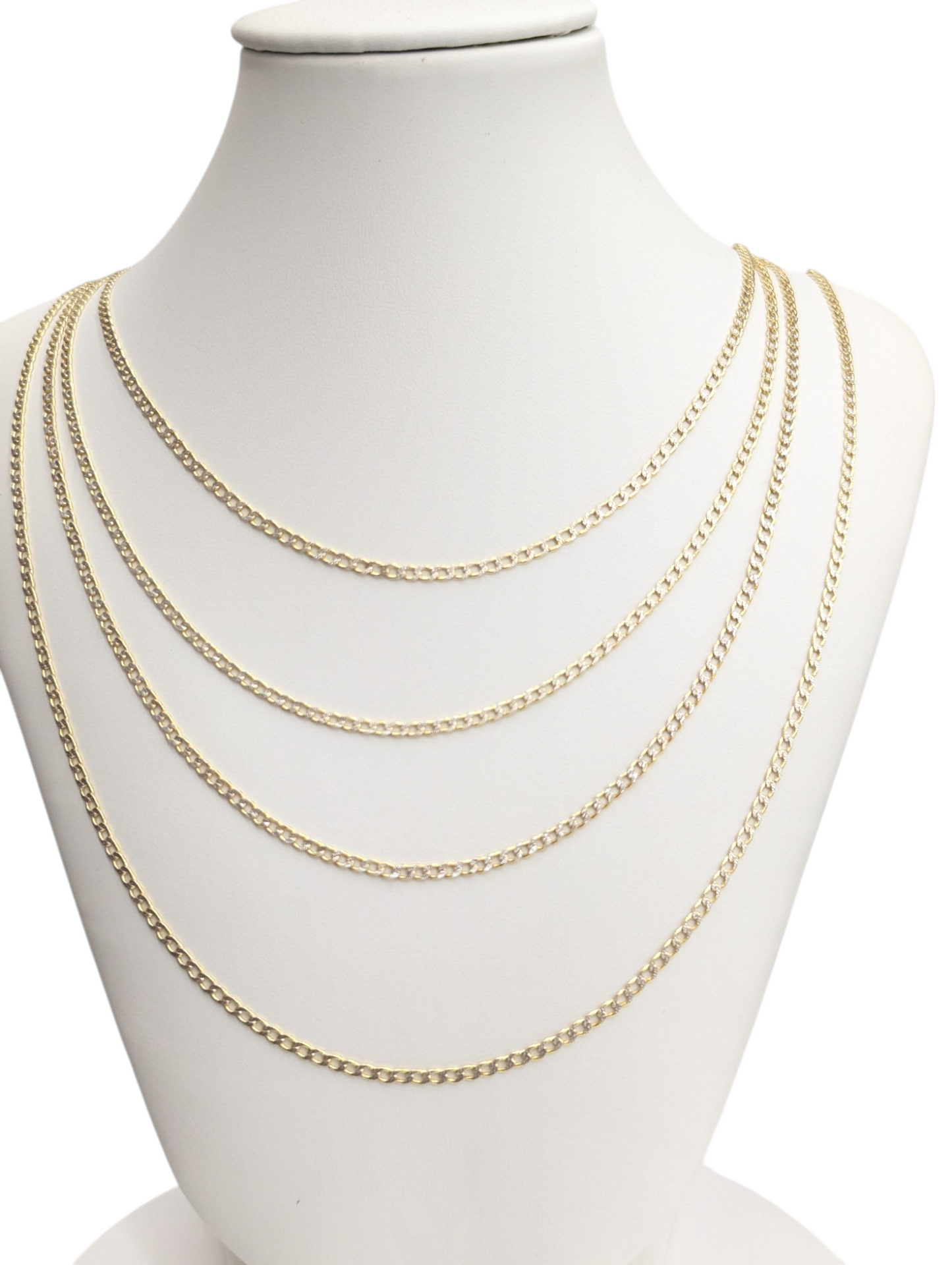 14KT REAL GOLD CUBAN CURB DIAMOND CUT CHAIN 2.3MM
