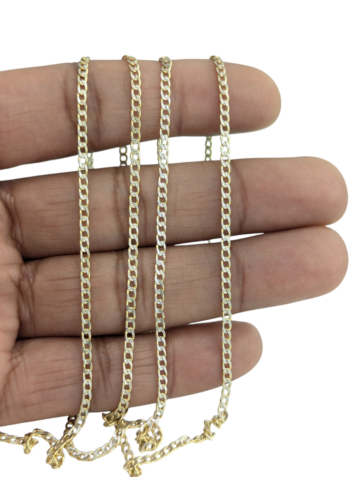 14KT REAL GOLD CUBAN CURB DIAMOND CUT CHAIN 2.3MM