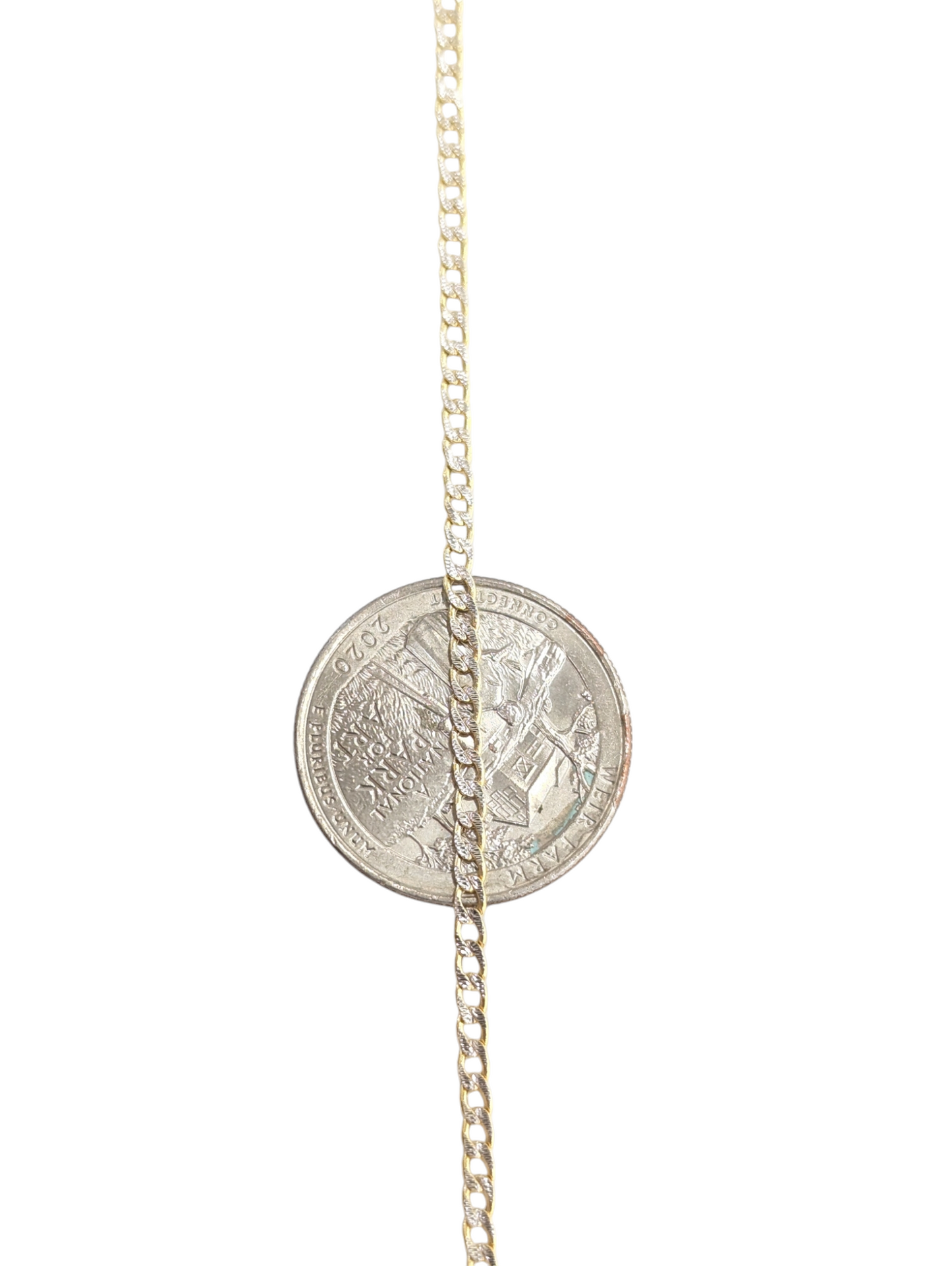 14KT REAL GOLD CUBAN CURB DIAMOND CUT CHAIN 2.3MM