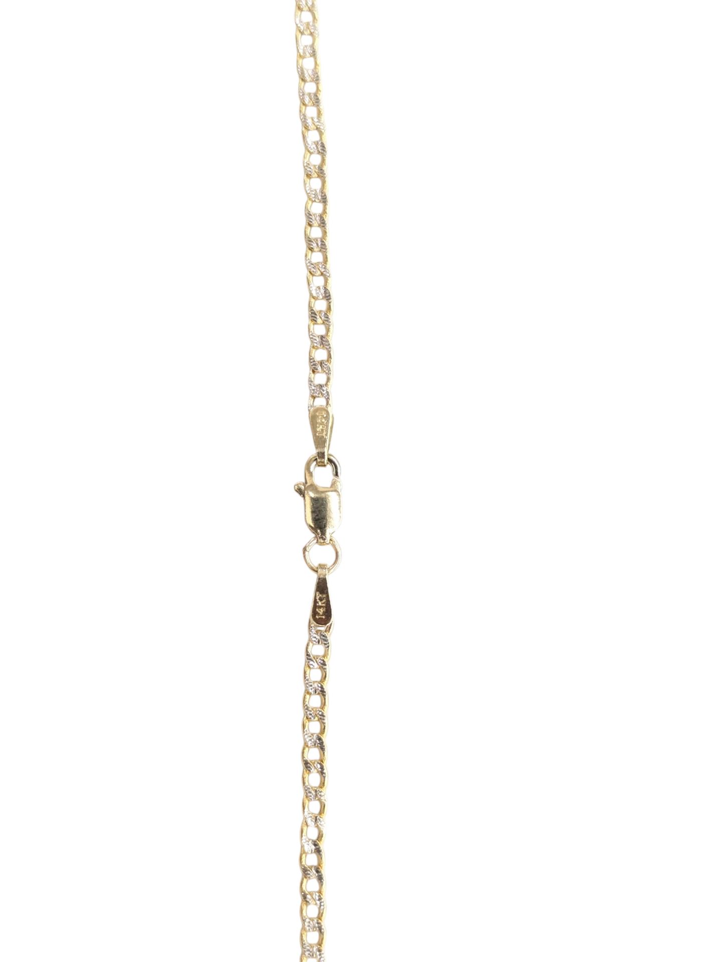14KT REAL GOLD CUBAN CURB DIAMOND CUT CHAIN 2.3MM