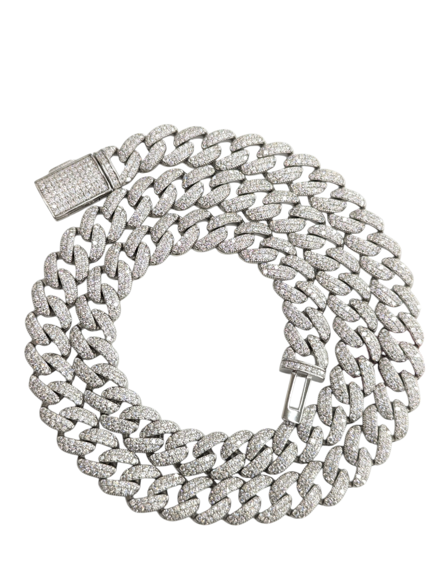 925 Sterling Silver Moissanite Diamond Cuban Link Chain 10 mm 20 Inches