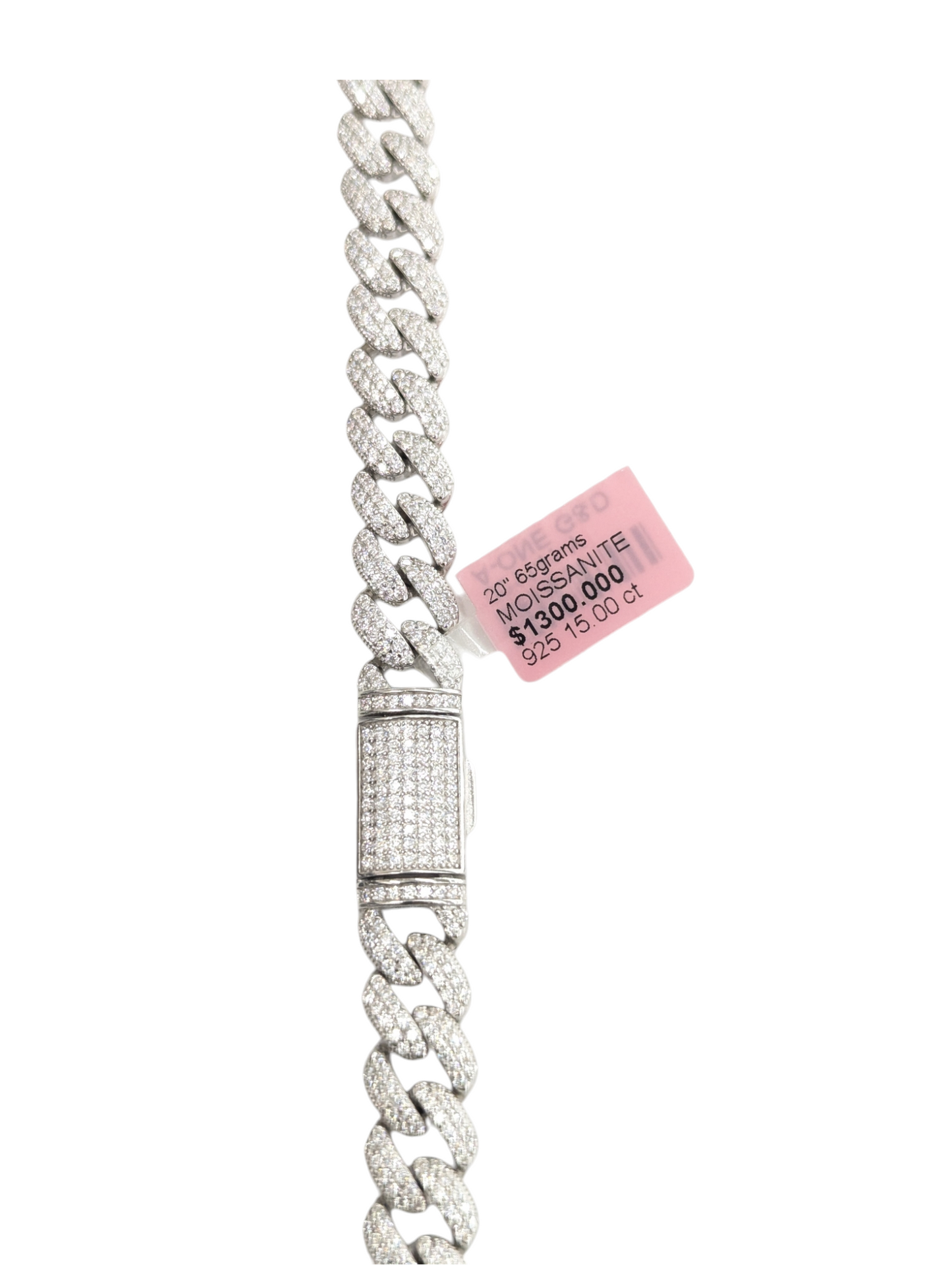 925 Sterling Silver Moissanite Diamond Cuban Link Chain 10 mm 20 Inches