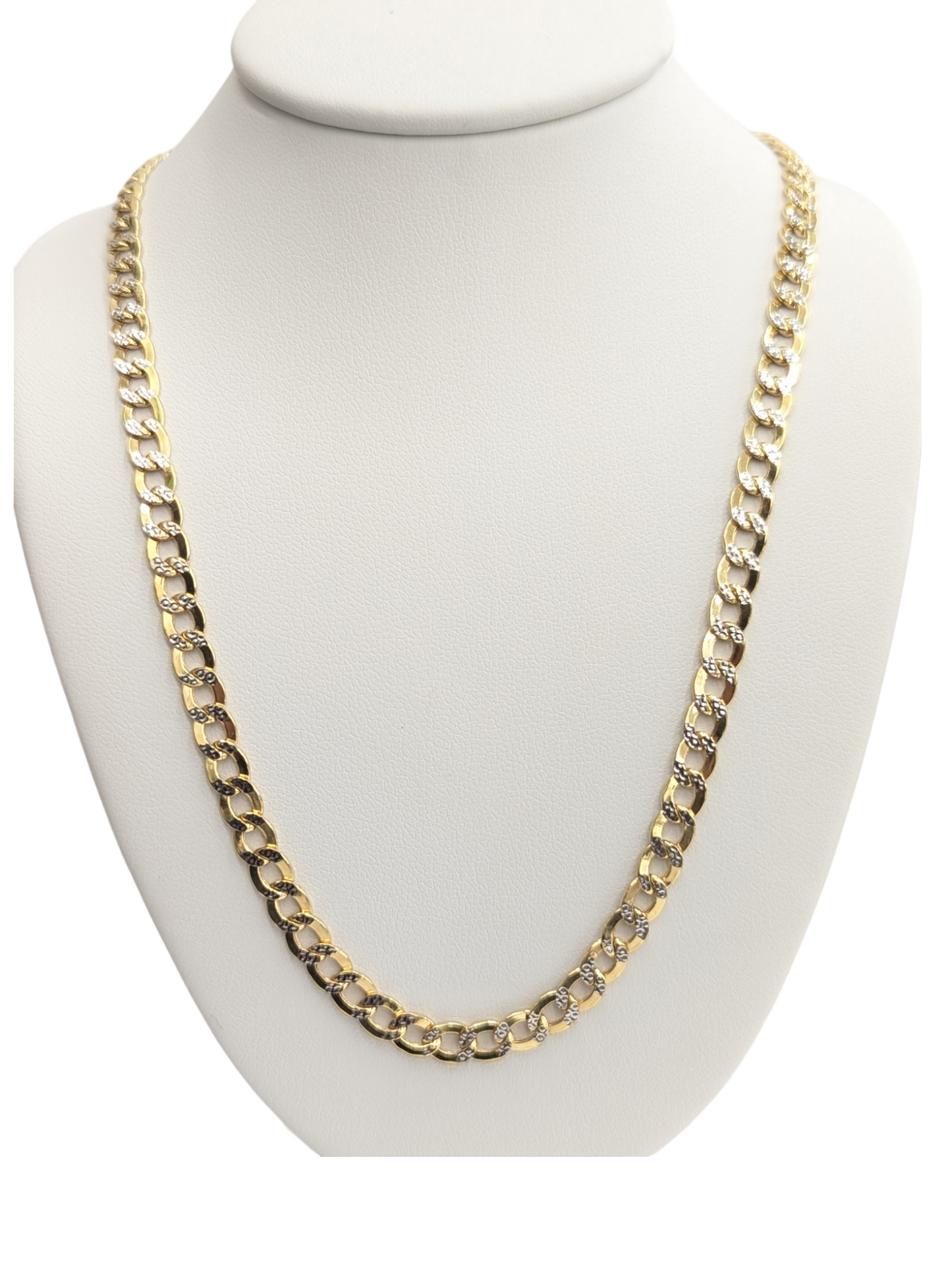 10KT REAL GOLD CUBAN CURB DIAMOND CUT CHAIN 4.5MM