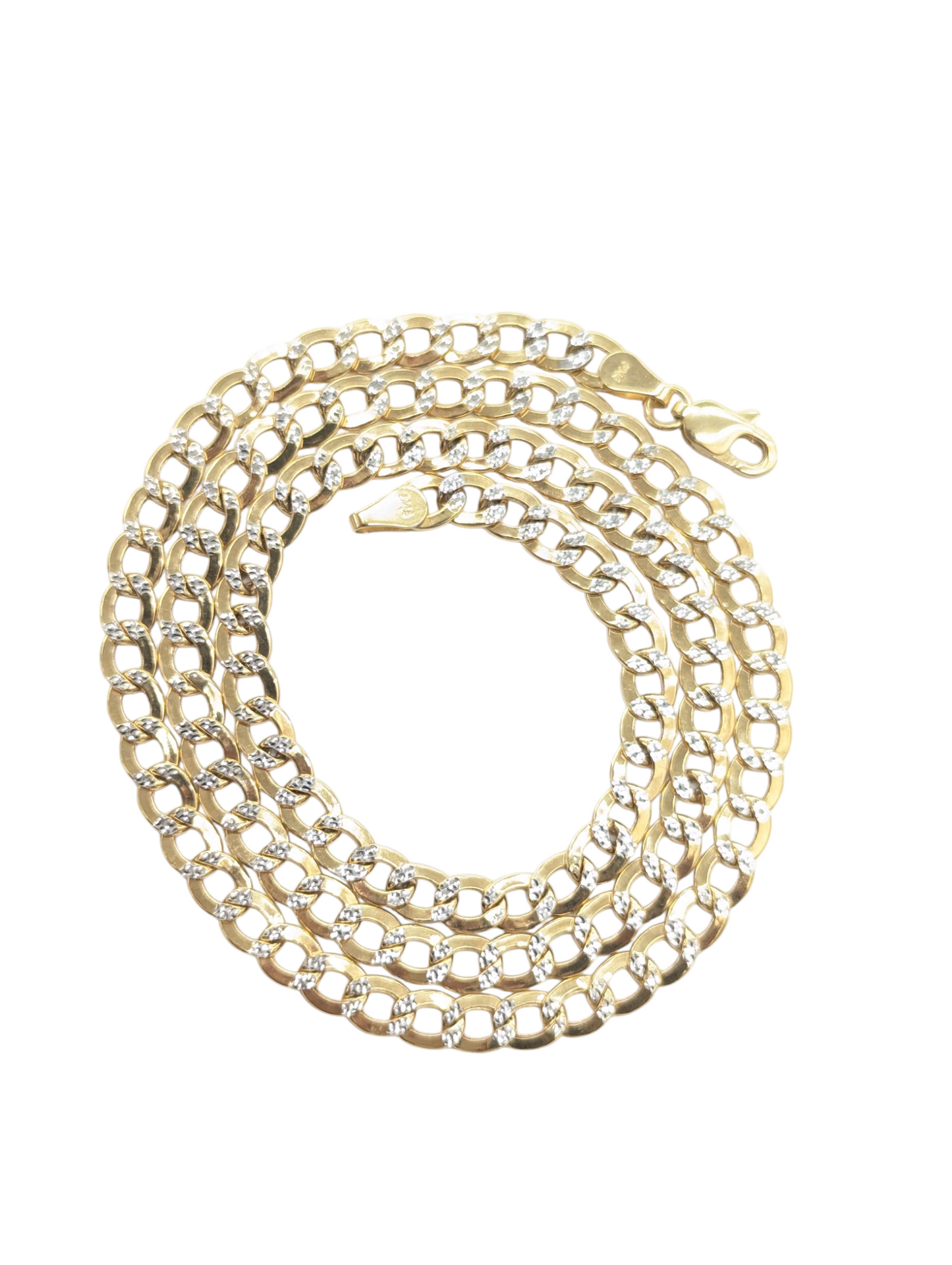 10KT REAL GOLD CUBAN CURB DIAMOND CUT CHAIN 4.5MM