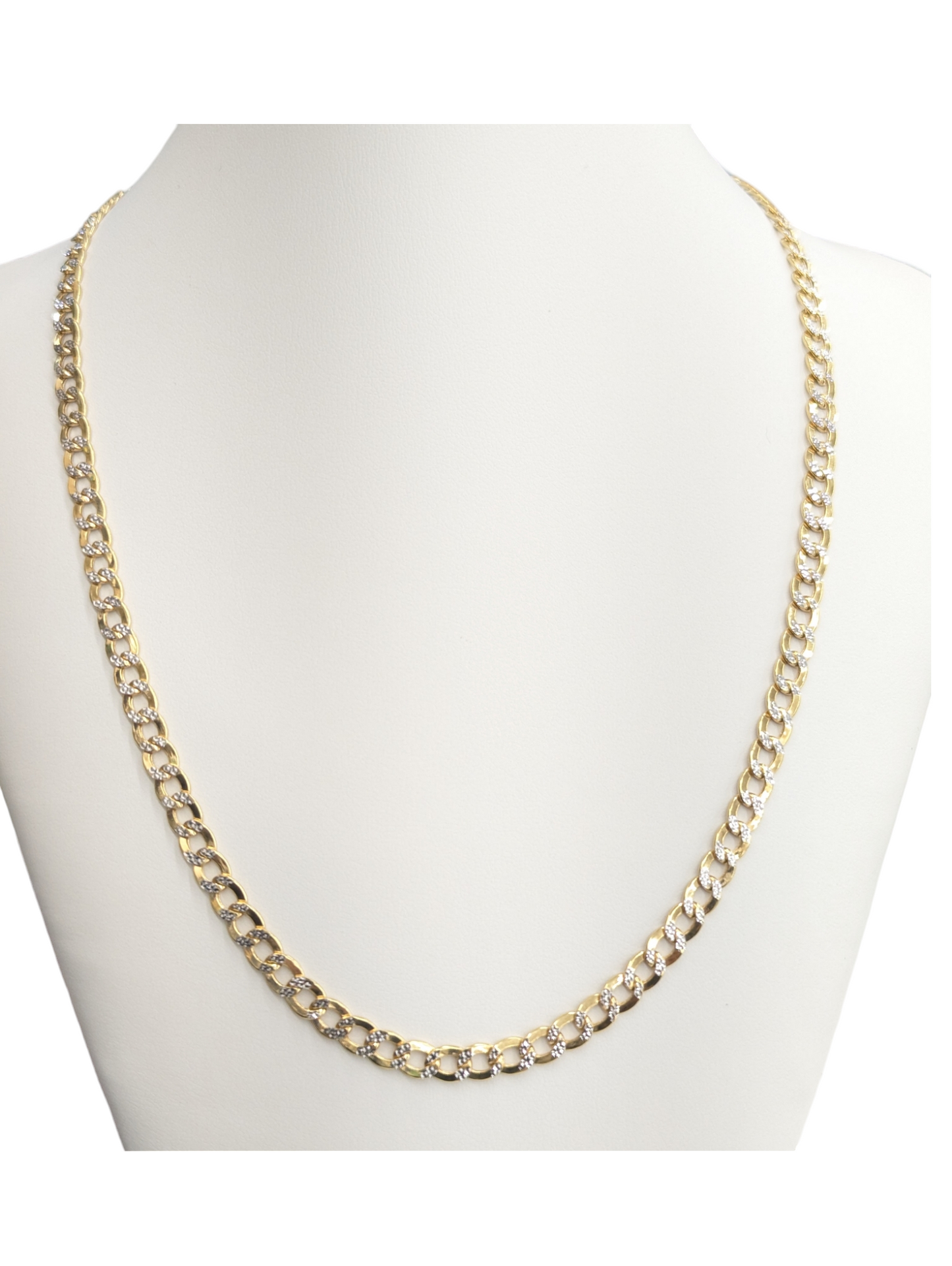 10KT REAL GOLD CUBAN CURB DIAMOND CUT CHAIN 4.5MM