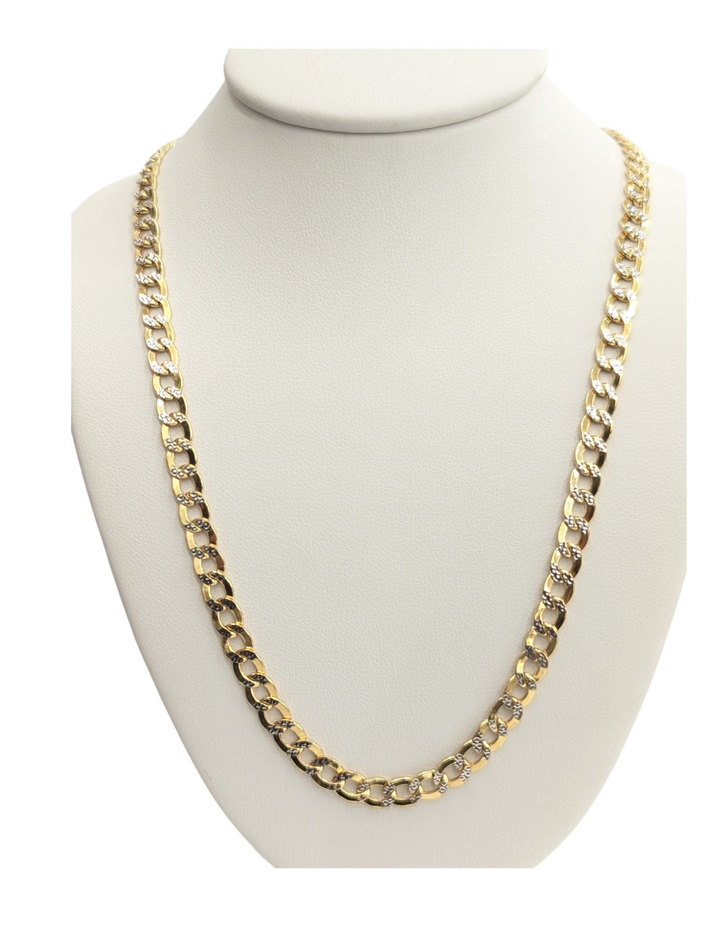 10KT REAL GOLD CUBAN CURB DIAMOND CUT CHAIN 4.5MM