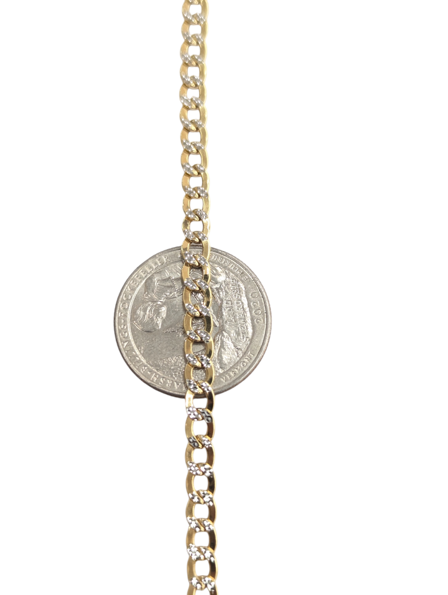 10KT REAL GOLD CUBAN CURB DIAMOND CUT CHAIN 4.5MM