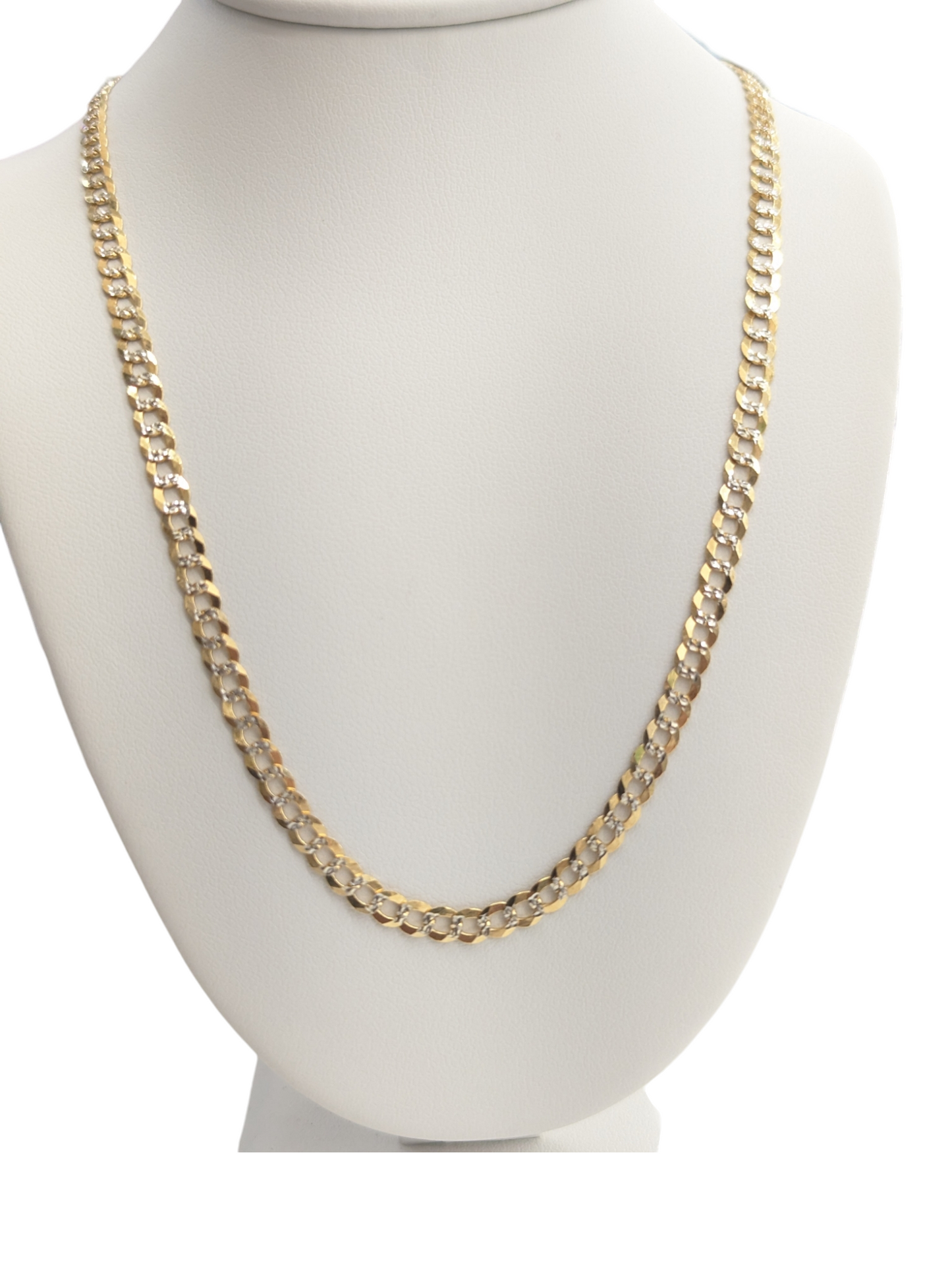 10KT REAL GOLD SOLID CUBAN CURB DIAMOND CUT CHAIN 3.5MM