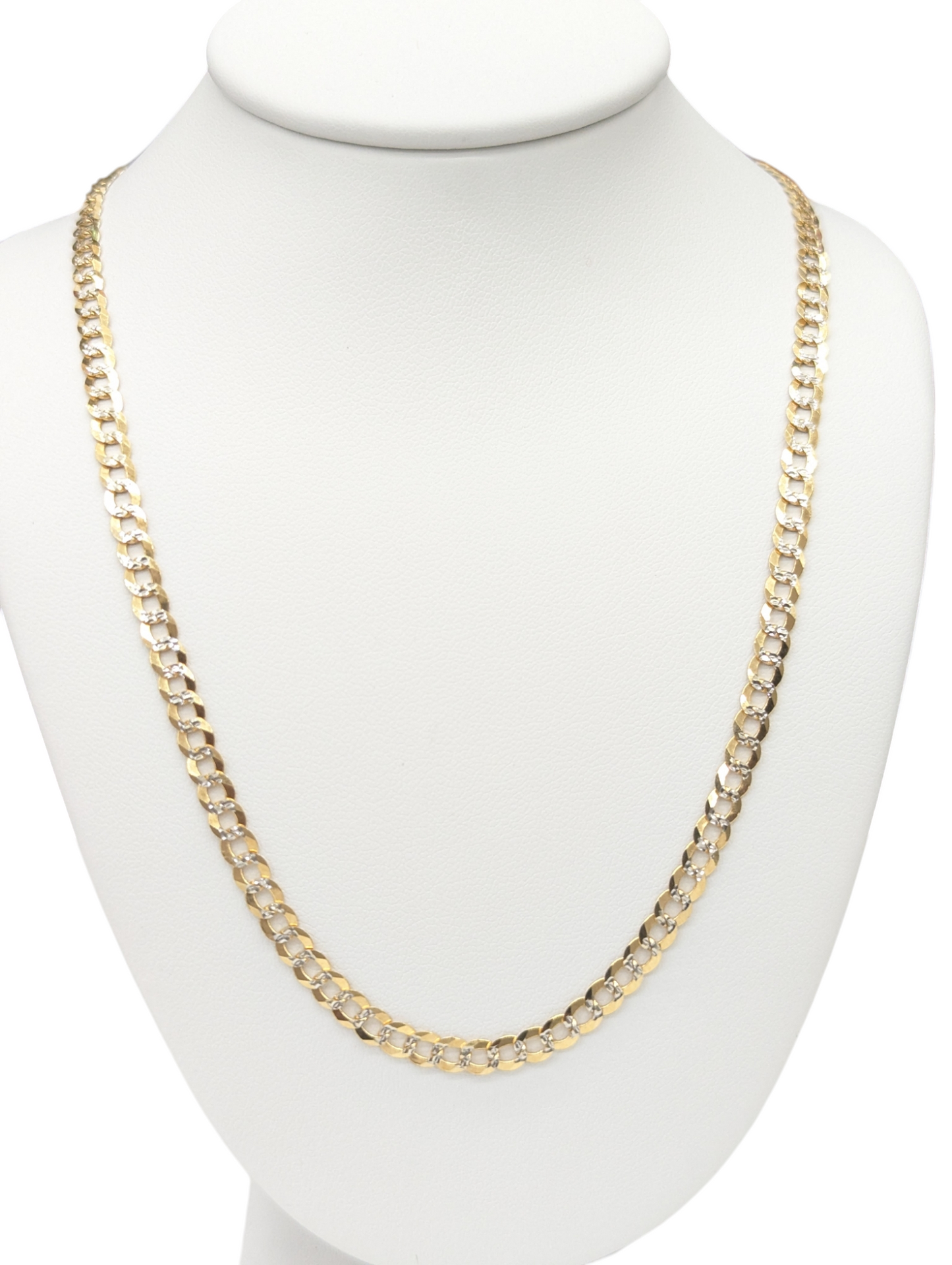 10KT REAL GOLD SOLID CUBAN CURB DIAMOND CUT CHAIN 3.5MM