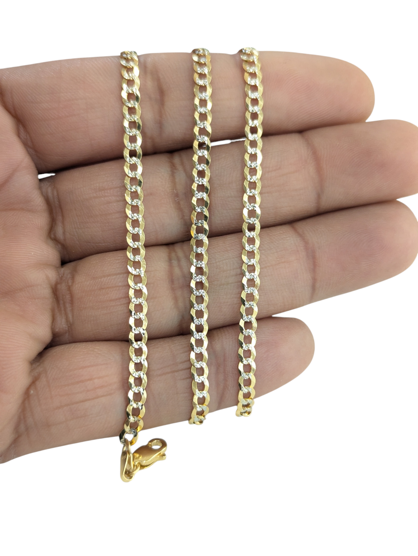 10KT REAL GOLD SOLID CUBAN CURB DIAMOND CUT CHAIN 3.5MM