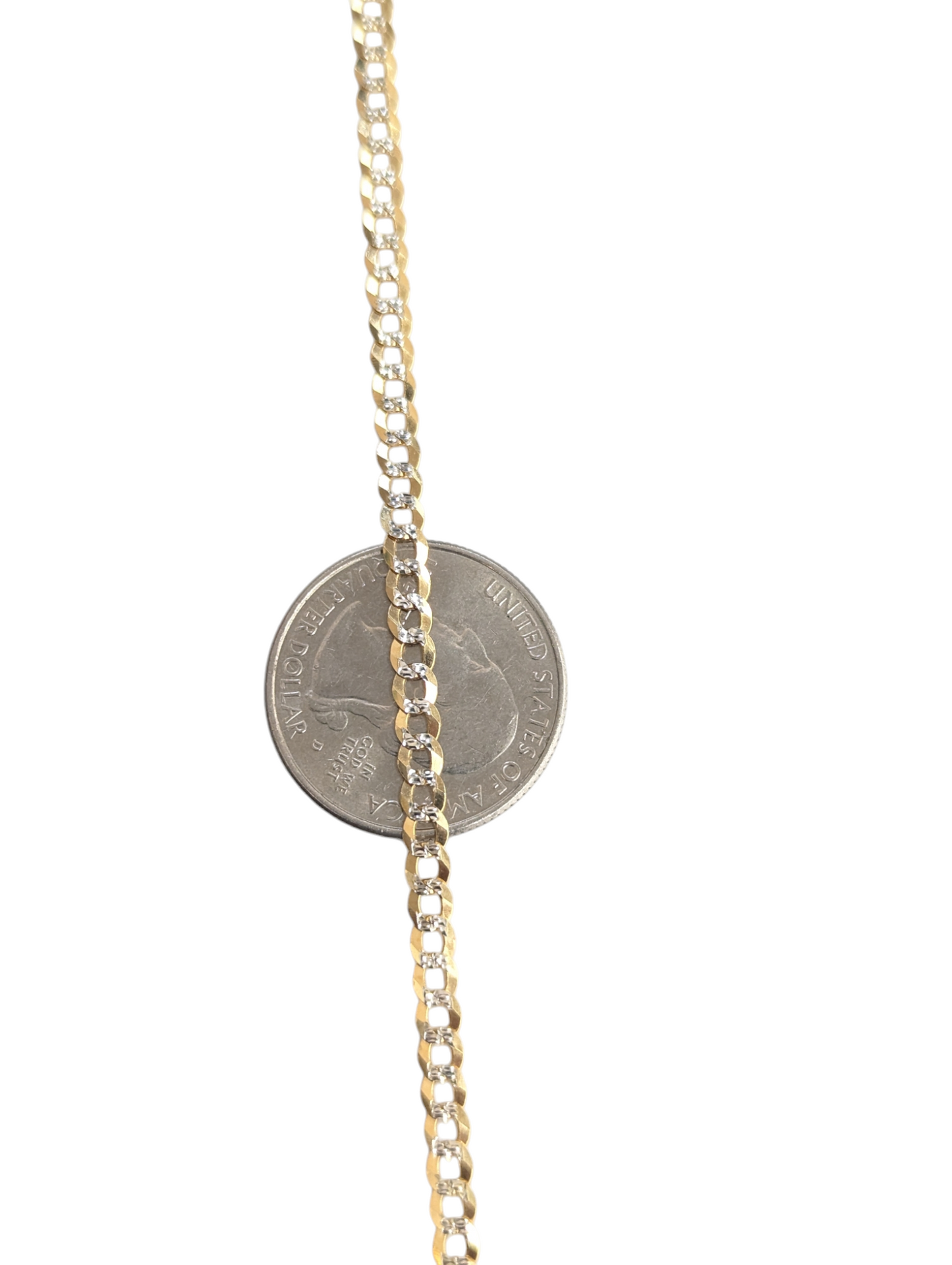 10KT REAL GOLD SOLID CUBAN CURB DIAMOND CUT CHAIN 3.5MM