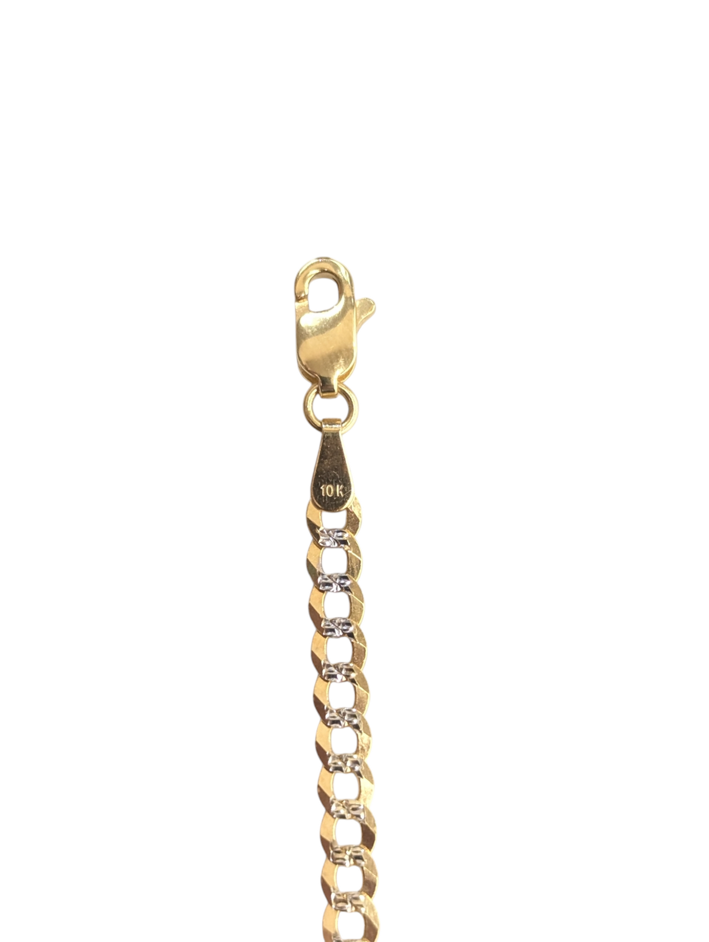 10KT REAL GOLD SOLID CUBAN CURB DIAMOND CUT CHAIN 3.5MM