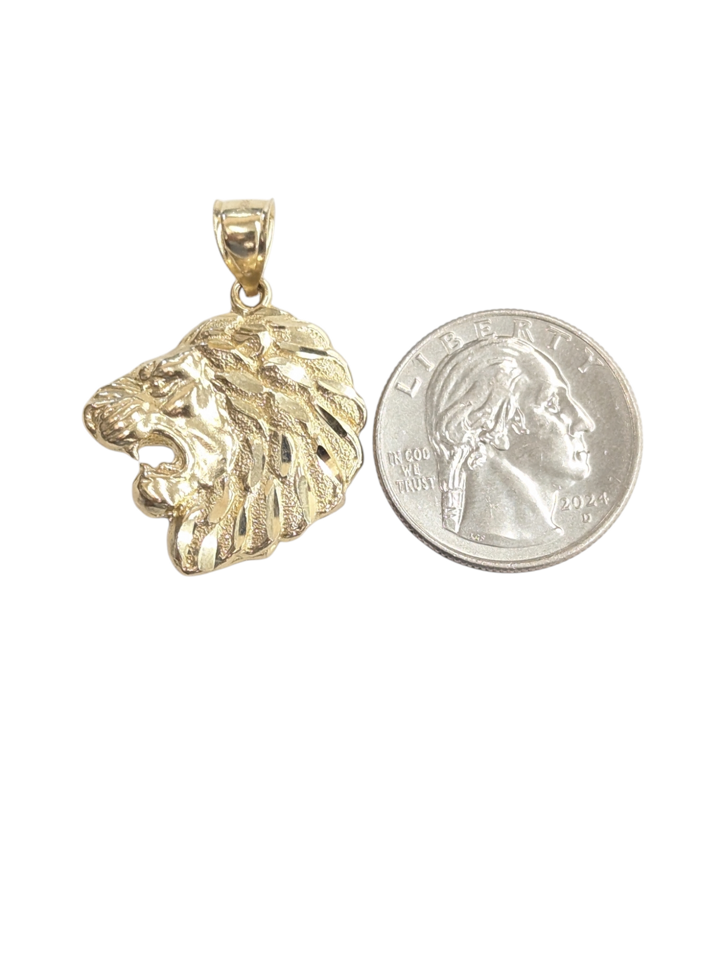 10kt REAL GOLD LION FACE PENDANT