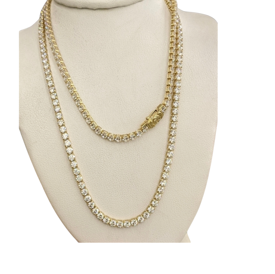 10kt Real Gold Tennis Chain 3 mm