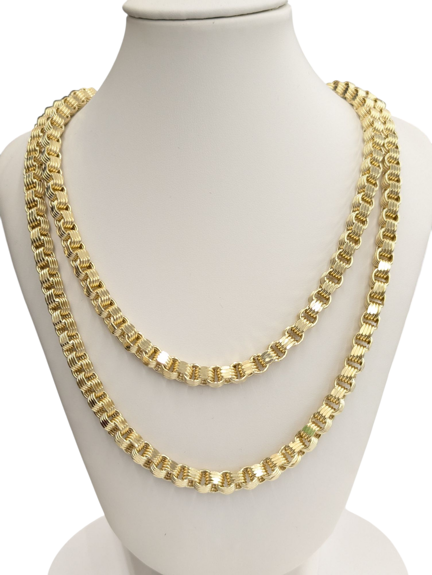 10KT REAL GOLD BOX BYZANTINE CHAIN 6.2MM