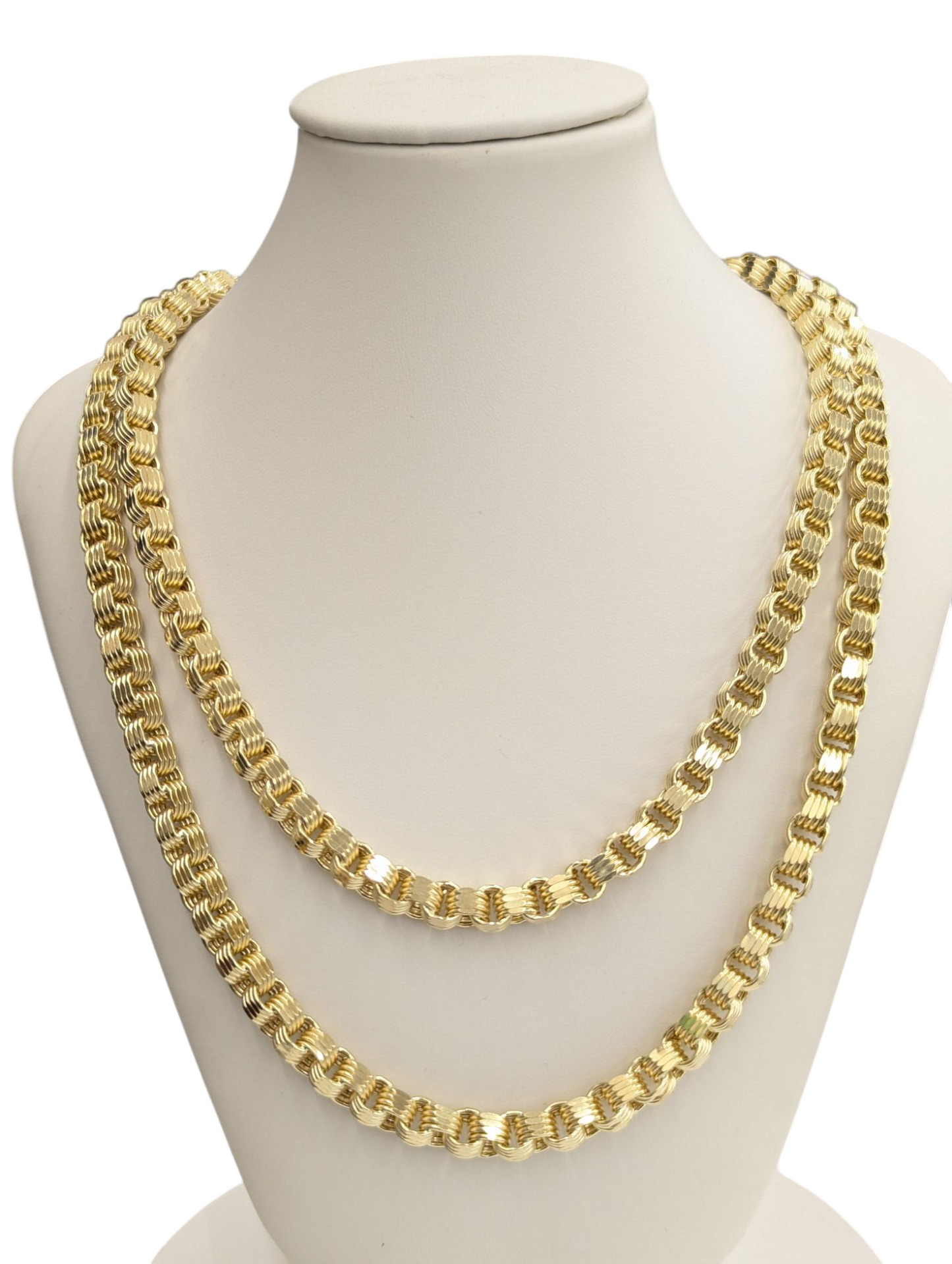 10KT REAL GOLD BOX BYZANTINE CHAIN 6.2MM