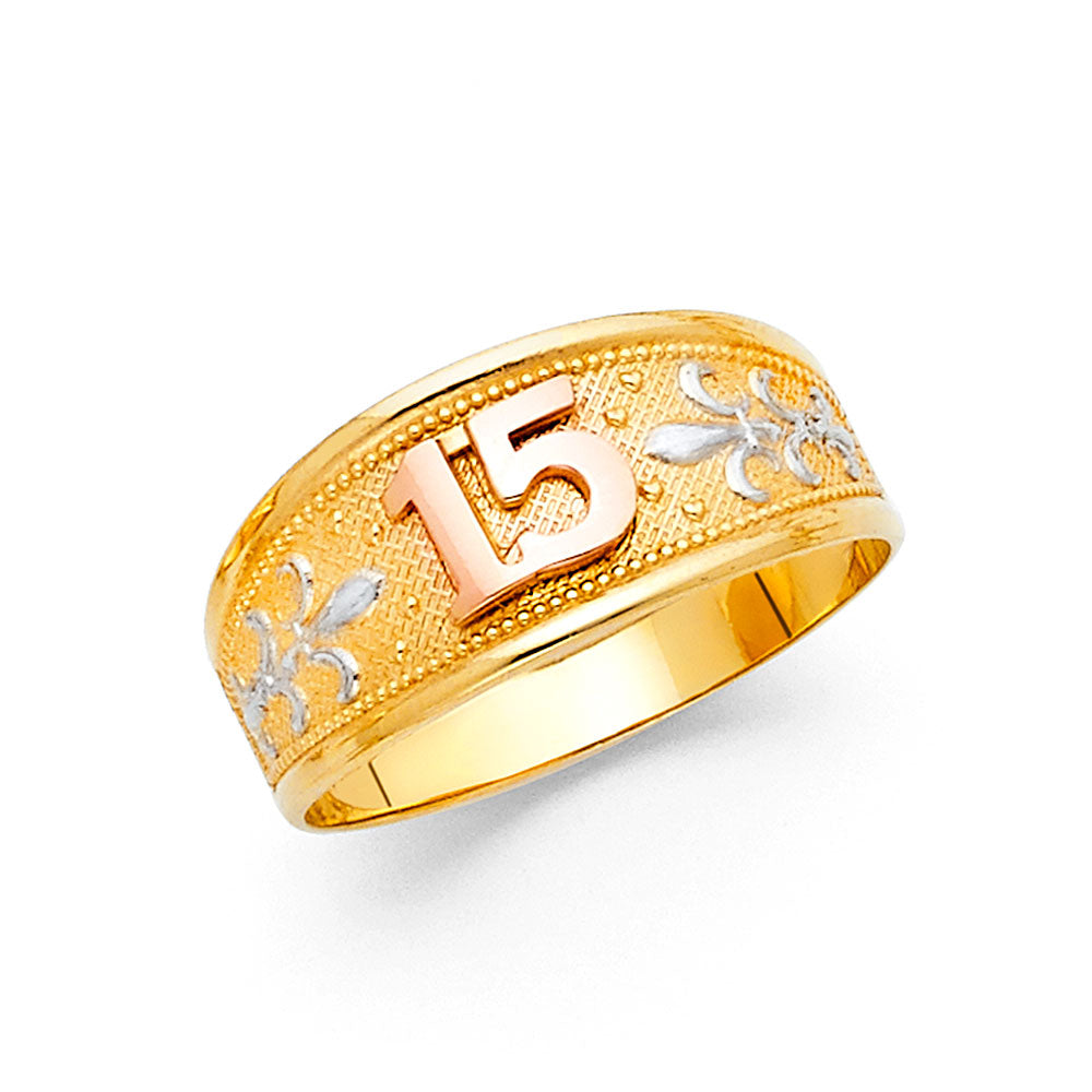 14KT REAL GOLD QUINCE AÑOS RING FOR WOMEN