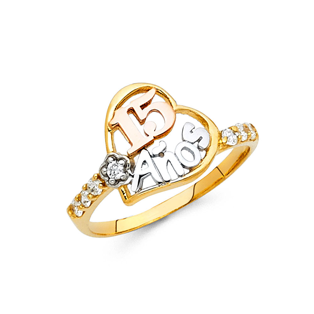 14KT REAL GOLD QUINCE AÑOS RING FOR WOMEN