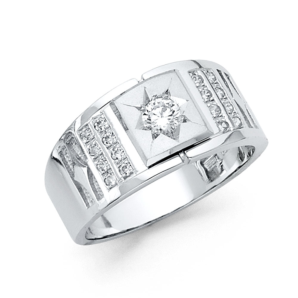 14KT REAL GOLD CZ STONE RING FOR MEN