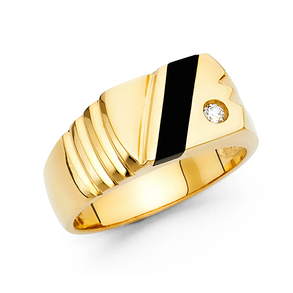 14KT REAL GOLD CZ STONE RING FOR MEN