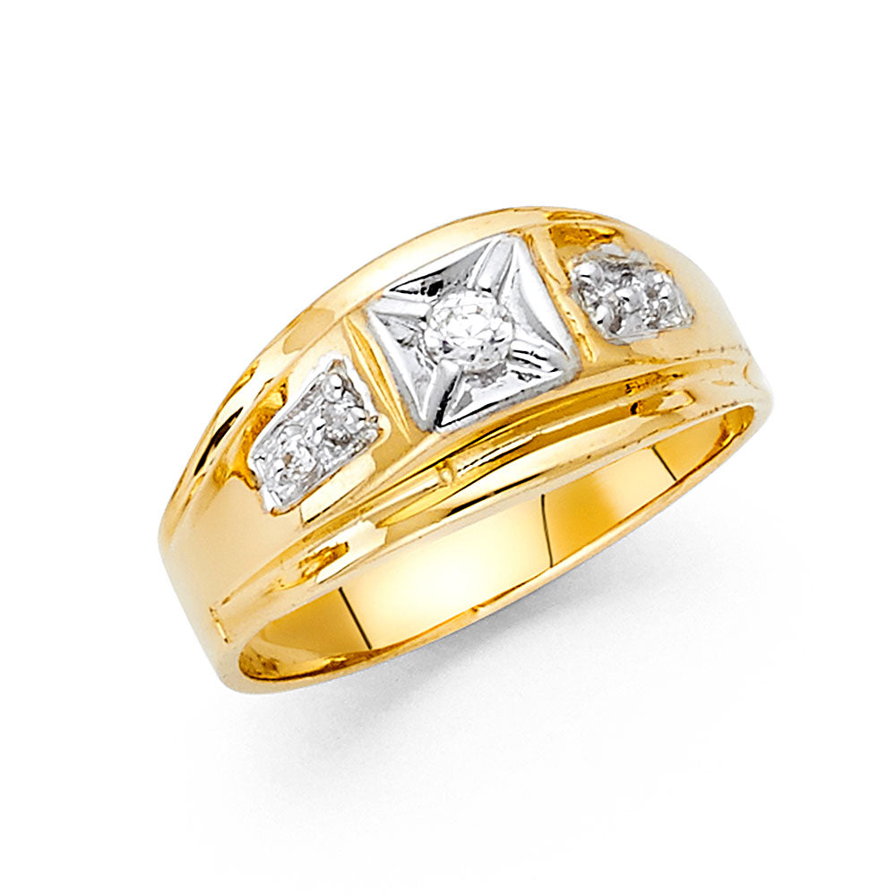14KT REAL GOLD CZ STONE RING FOR MEN