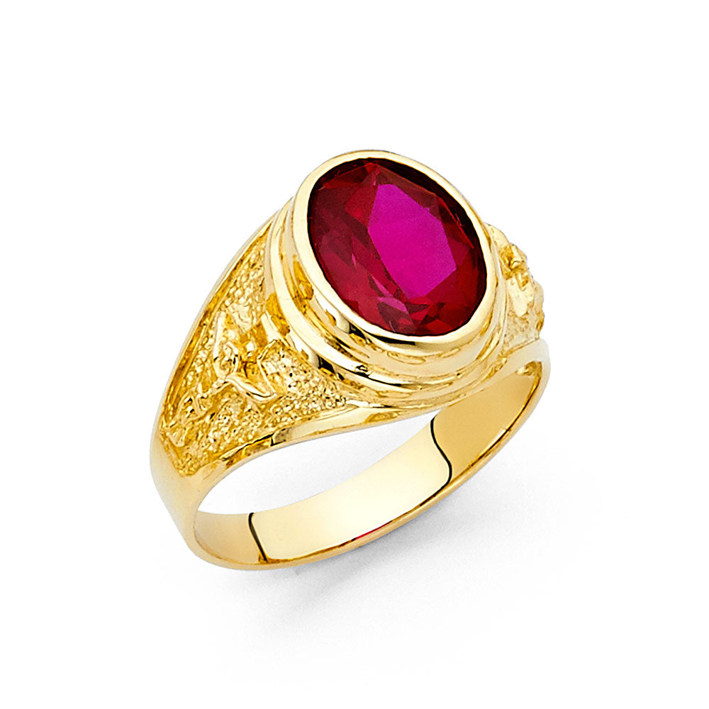 14KT REAL GOLD CZ STONE RING FOR MEN