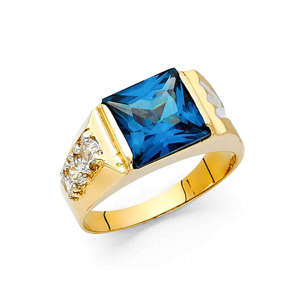 14KT REAL GOLD CZ STONE RING FOR MEN