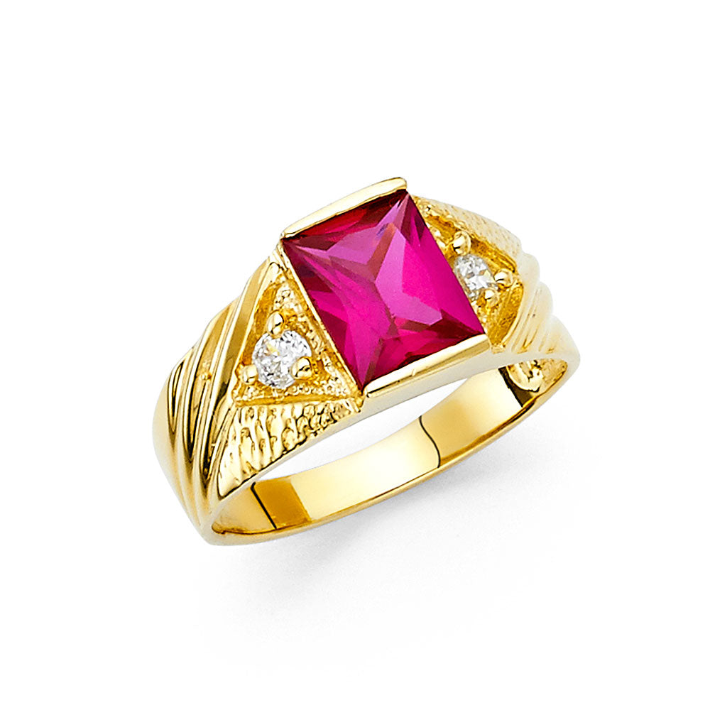 14KT REAL GOLD CZ STONE RING FOR MEN