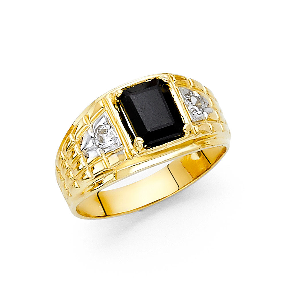 14KT REAL GOLD CZ STONE RING FOR MEN