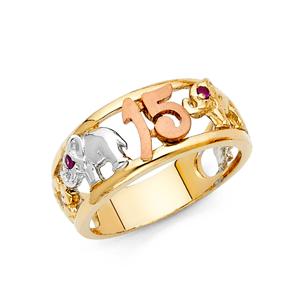 14KT REAL GOLD QUINCE AÑOS RING