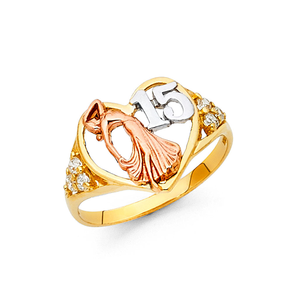 14KT REAL GOLD QUINCE AÑOS RING