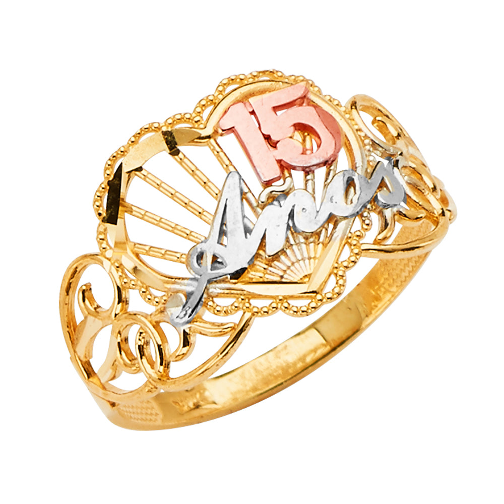 14KT REAL GOLD QUINCE AÑOS RING