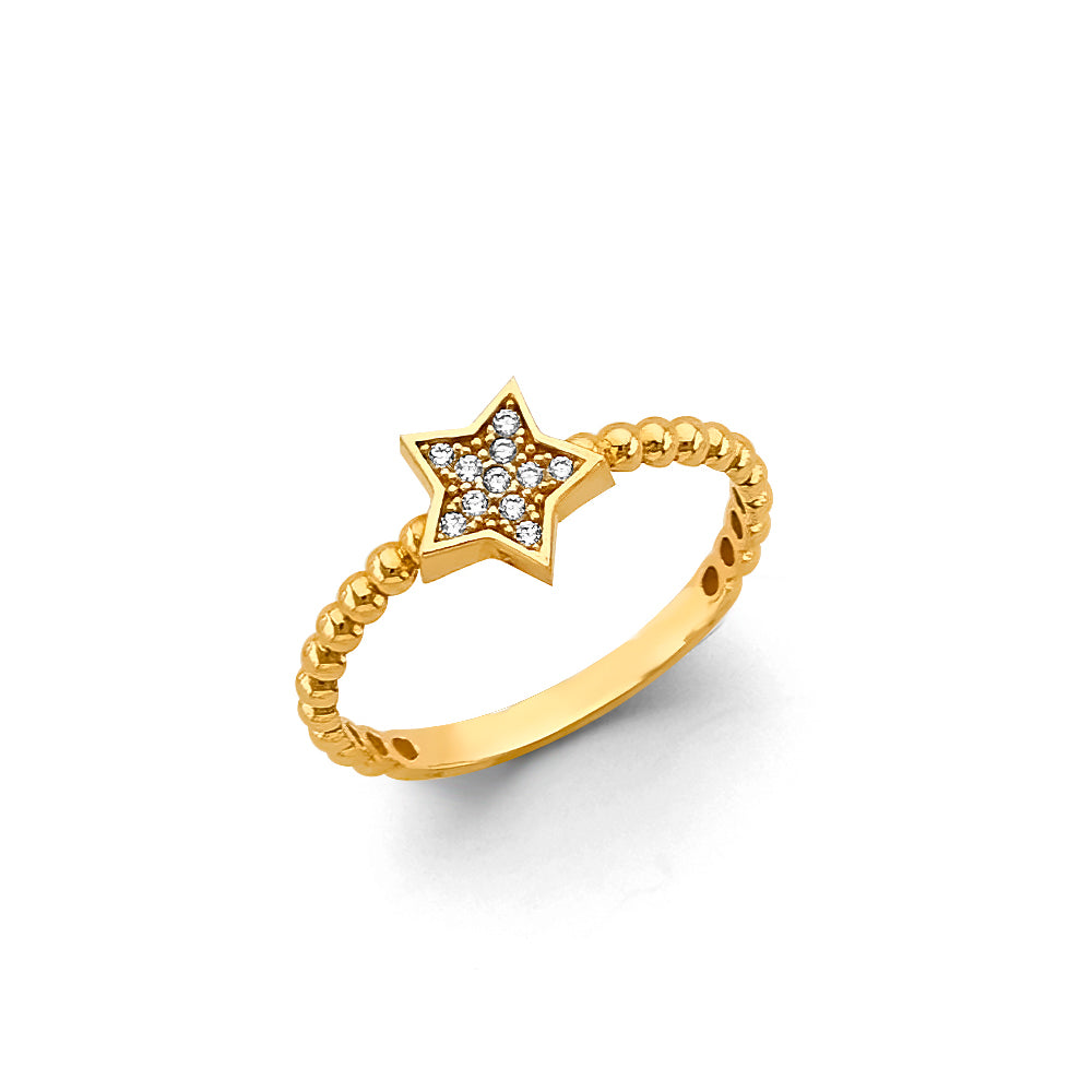 14KT REAL GOLD STAR RING FOR WOMEN