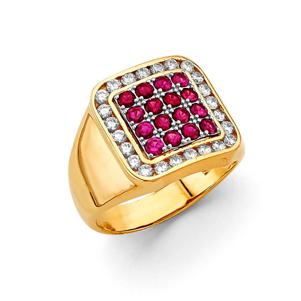 14KT REAL GOLD CZ STONE RING FOR MEN