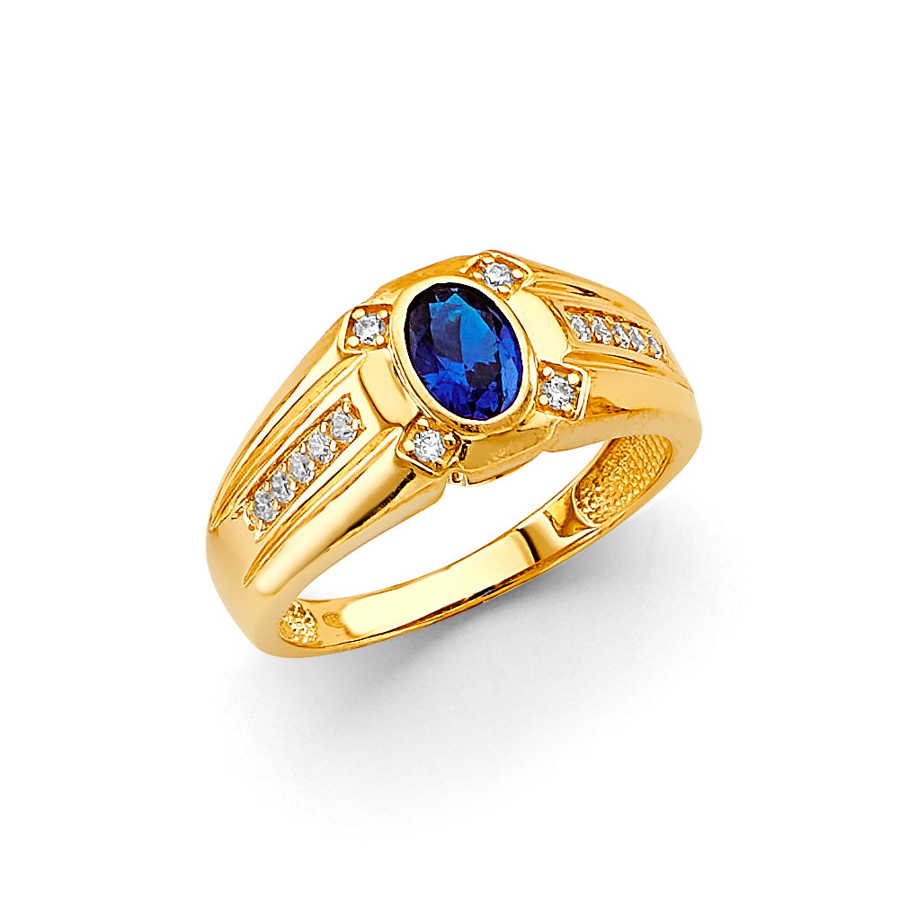 14KT REAL GOLD CZ STONE RING FOR MEN