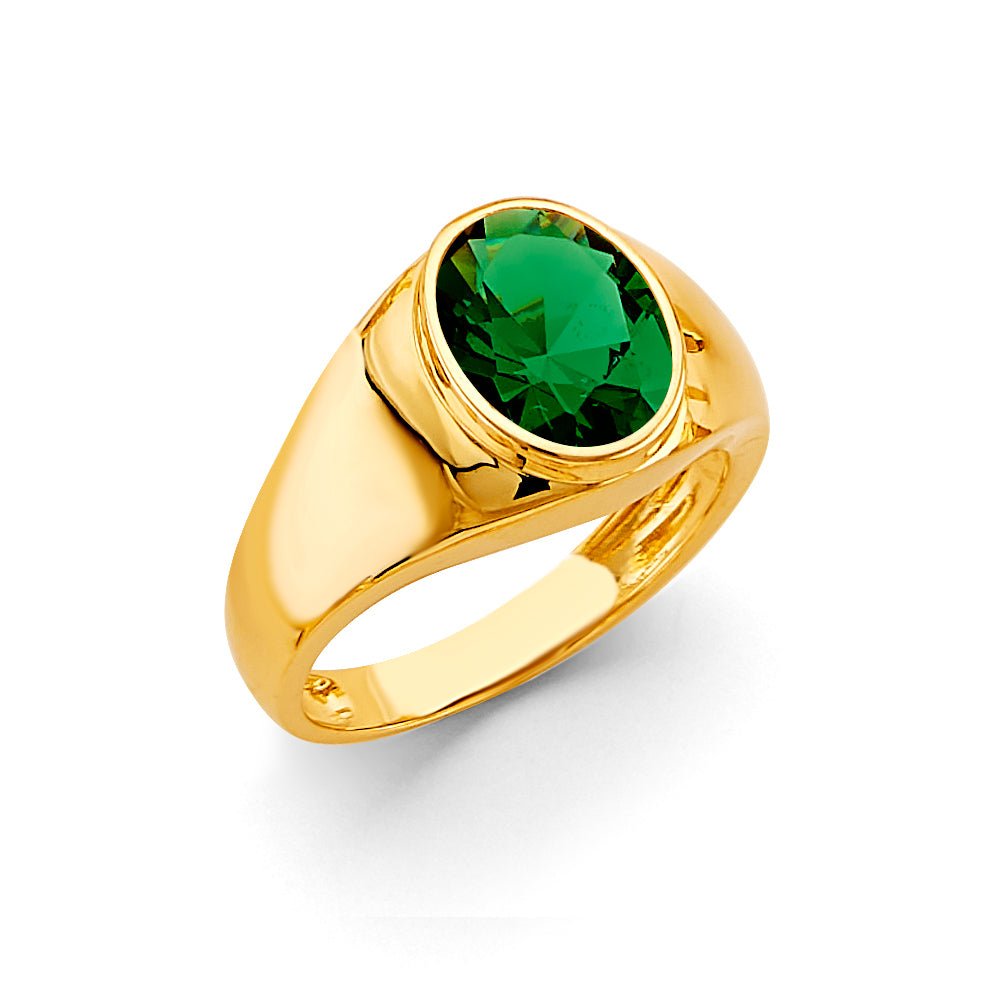 14KT REAL GOLD CZ STONE RING FOR MEN