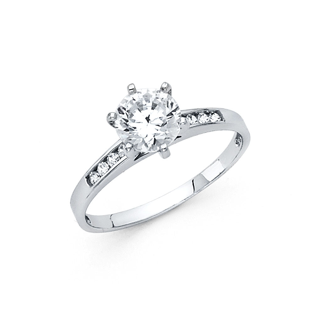 14KT REAL WHITE GOLD ENGAGEMENT RING