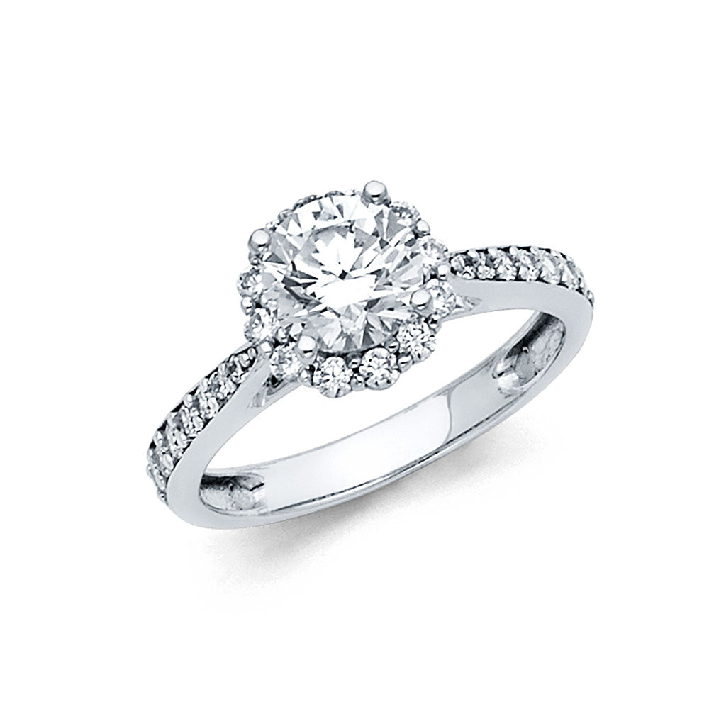 14KT REAL WHITE GOLD ENGAGEMENT RING