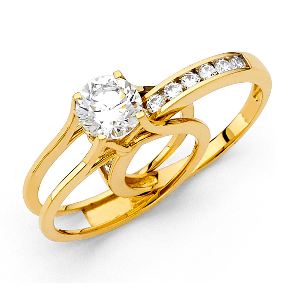 14KT REAL GOLD ENGAGEMENT RING AND WEDDING BAND