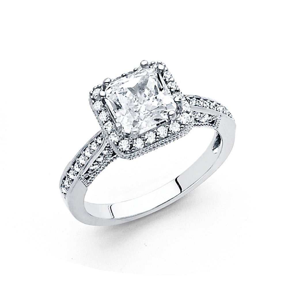 14KT REAL WHITE GOLD ENGAGEMENT RING