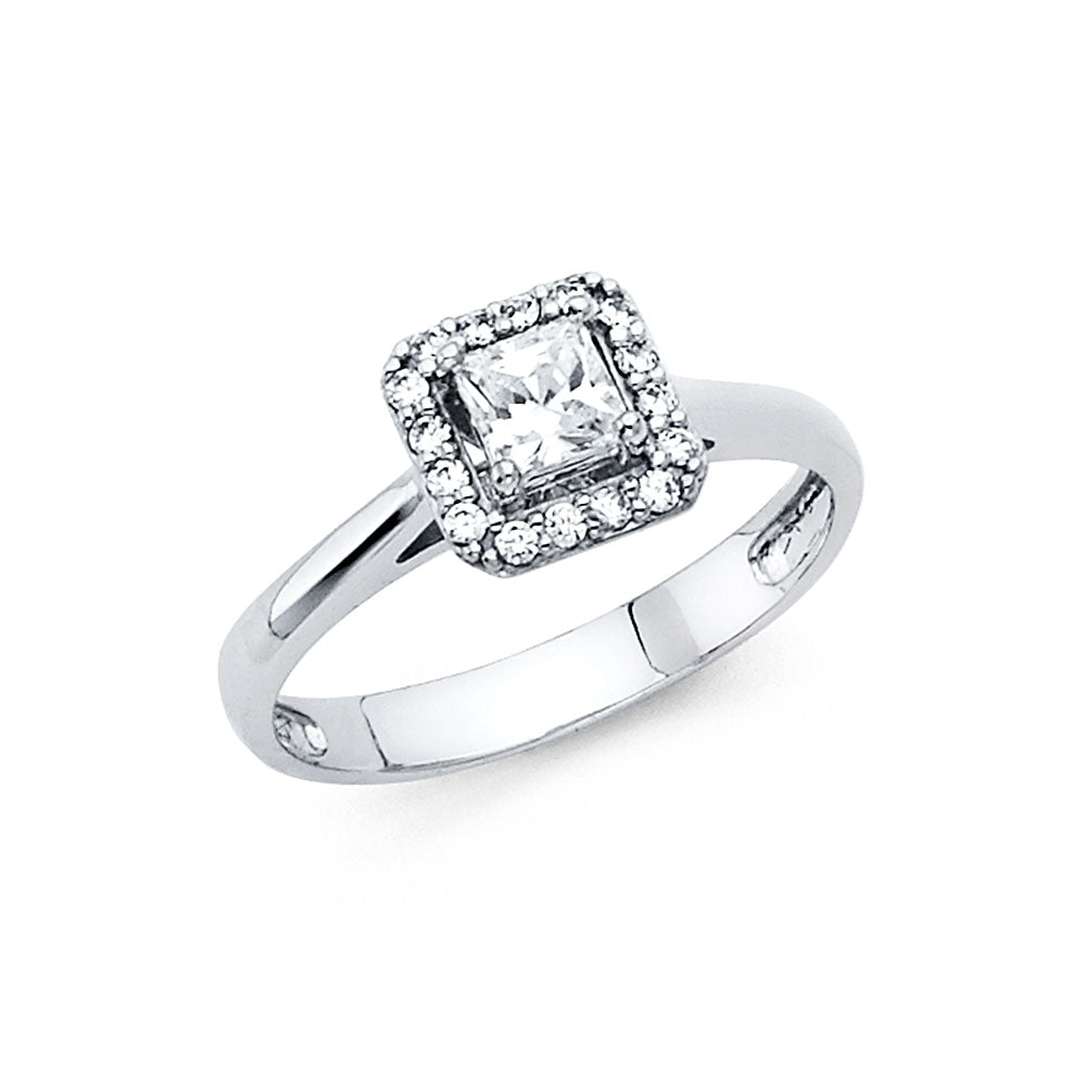 14KT REAL WHITE GOLD ENGAGEMENT RING