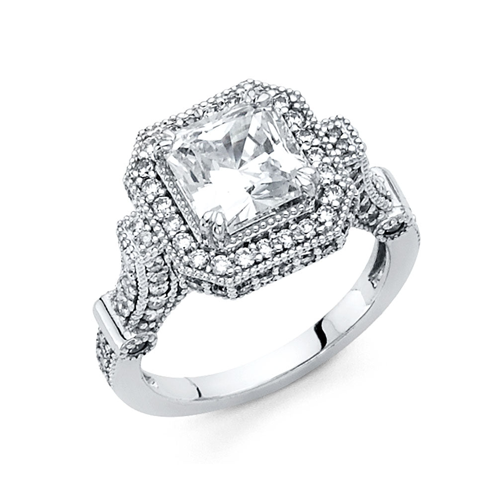 14KT REAL WHITE GOLD ENGAGEMENT RING