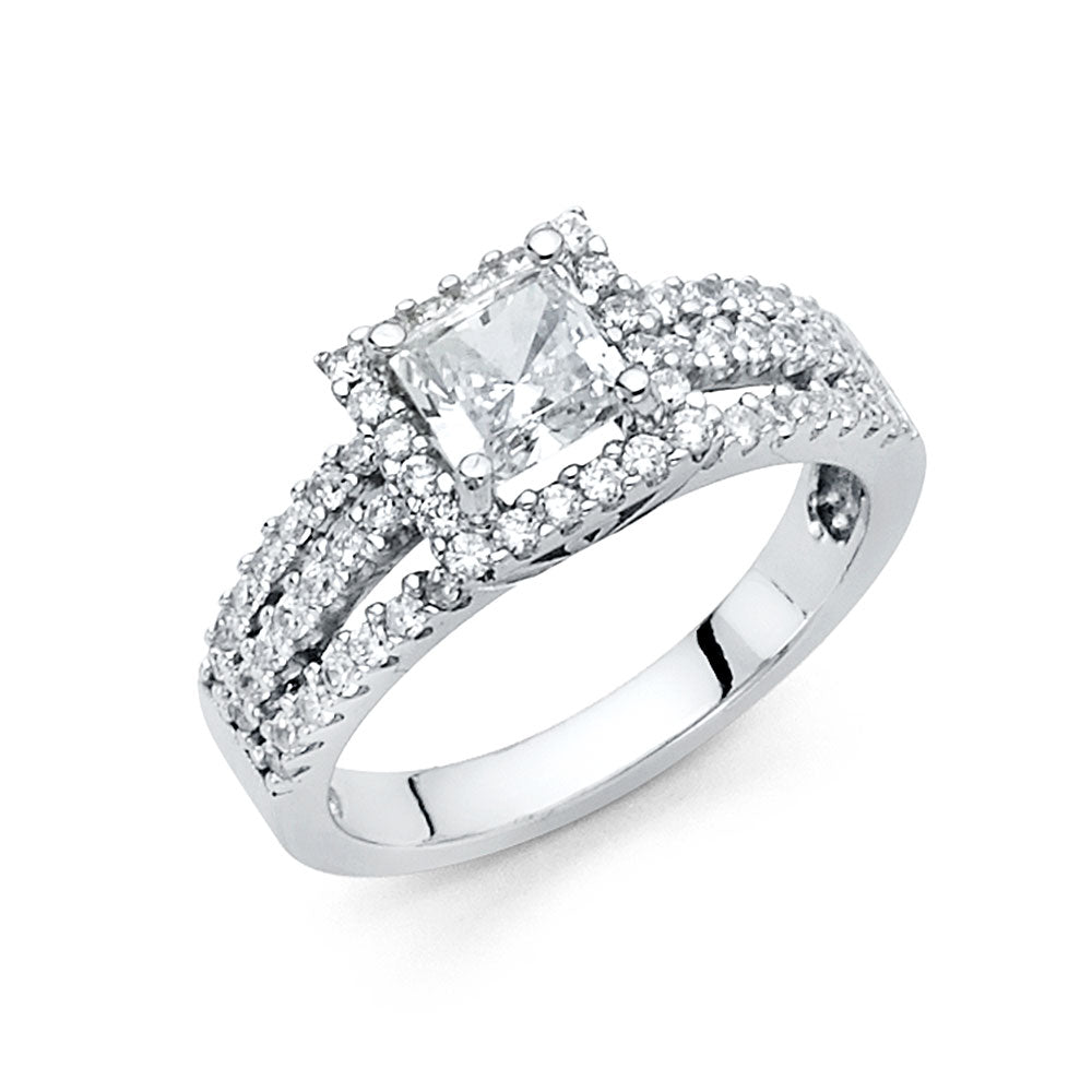 14KT REAL WHITE GOLD ENGAGEMENT RING