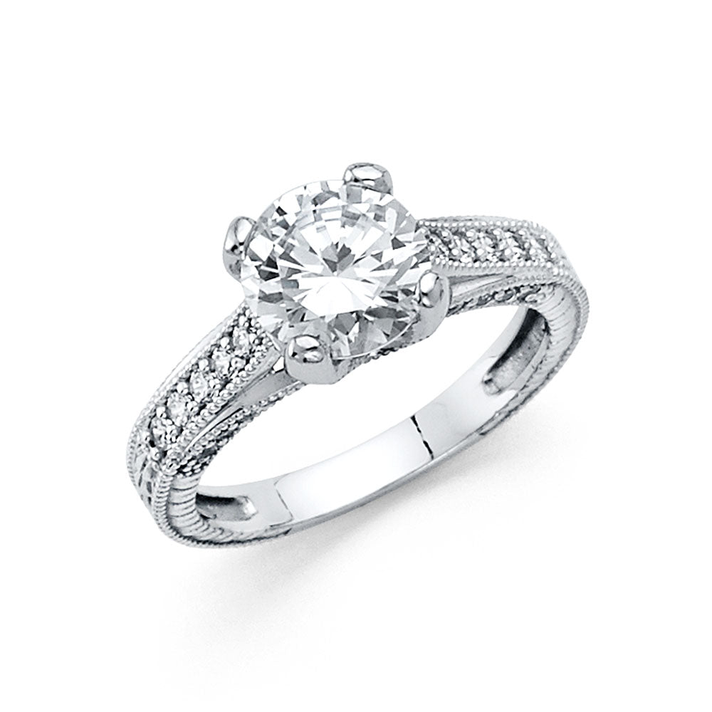 14KT REAL WHITE GOLD ENGAGEMENT RING